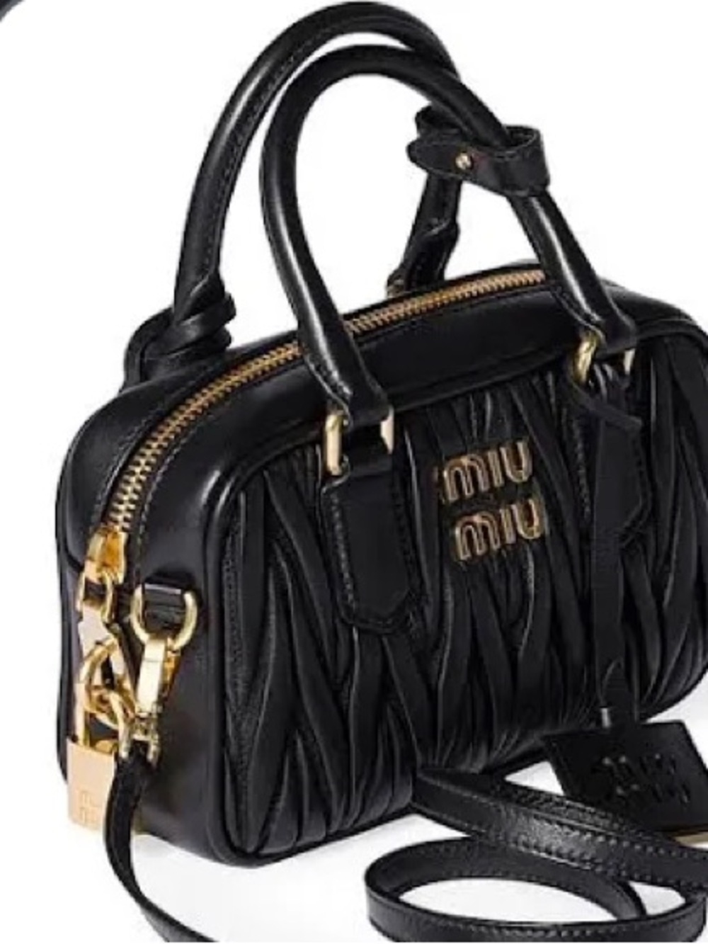 Miu Miu Black Matelassé Nappa Leather Top-Handle Bag